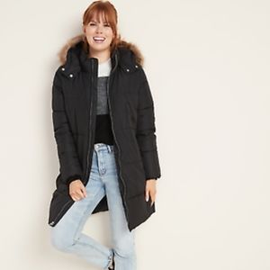 Old Navy Hooded Frost-Free Long-Line Puffer Jacket for Women - Medium
